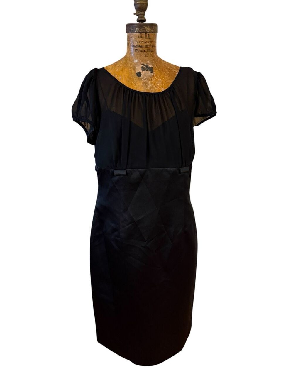 Vintage Jessica Howard Mixed Media Black Sheath Dress Size 14